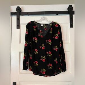 Old Navy Black Floral Blouse